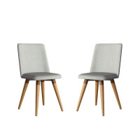Manhattan Comfort 2-1023478 2-Piece Dakota 360 Swivel Linen/Synthetic Leather Dining Chair in Grey